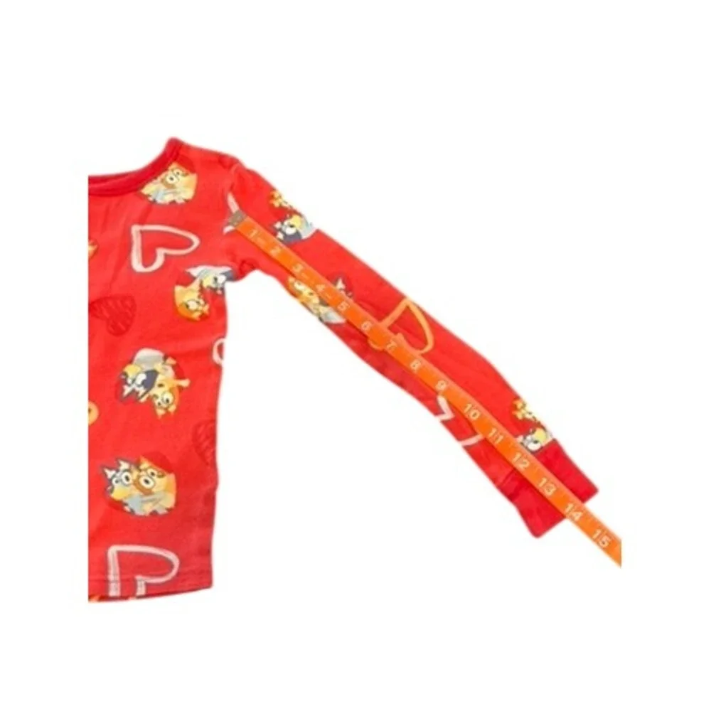 Bluey Bingo‎ Red Heart Cotton Pajama Set Long Sleeve Pants Size 6 RN 87652